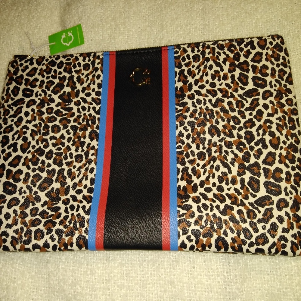 C. Wonder Animal Print Clutch with Stripes